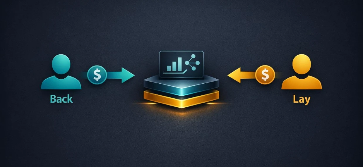 ReddyBook betting exchange model showing how back and lay bets are matched between users