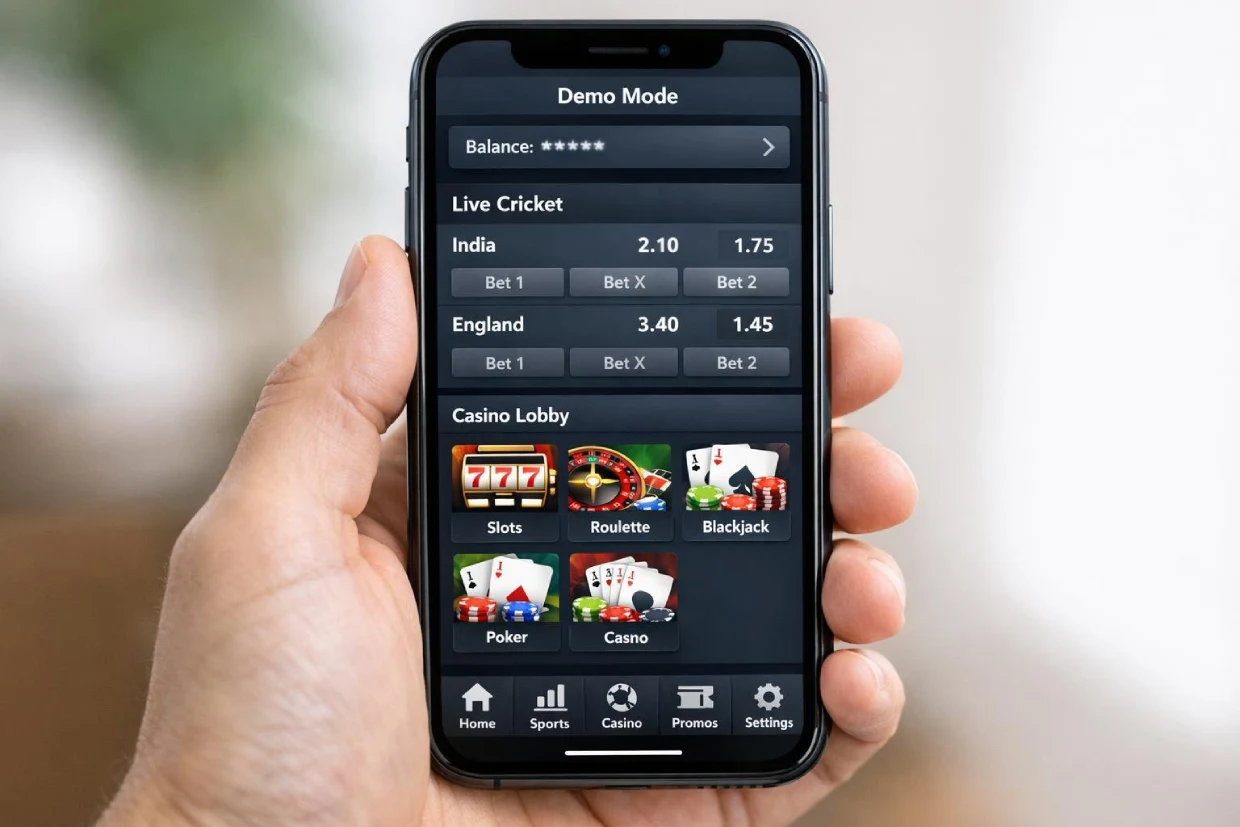ReddyBook ID demo mode preview showing platform without real betting